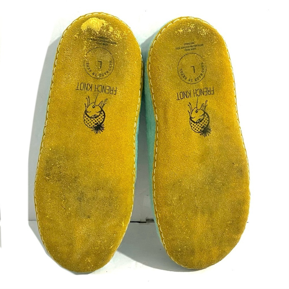 French Knot Wool Felt Embroidered Llama Slippers Size Large 9 - Picture 10 of 13